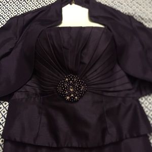 Jessica Howard Formal Long Plum Dress w/ Jacket Sz14